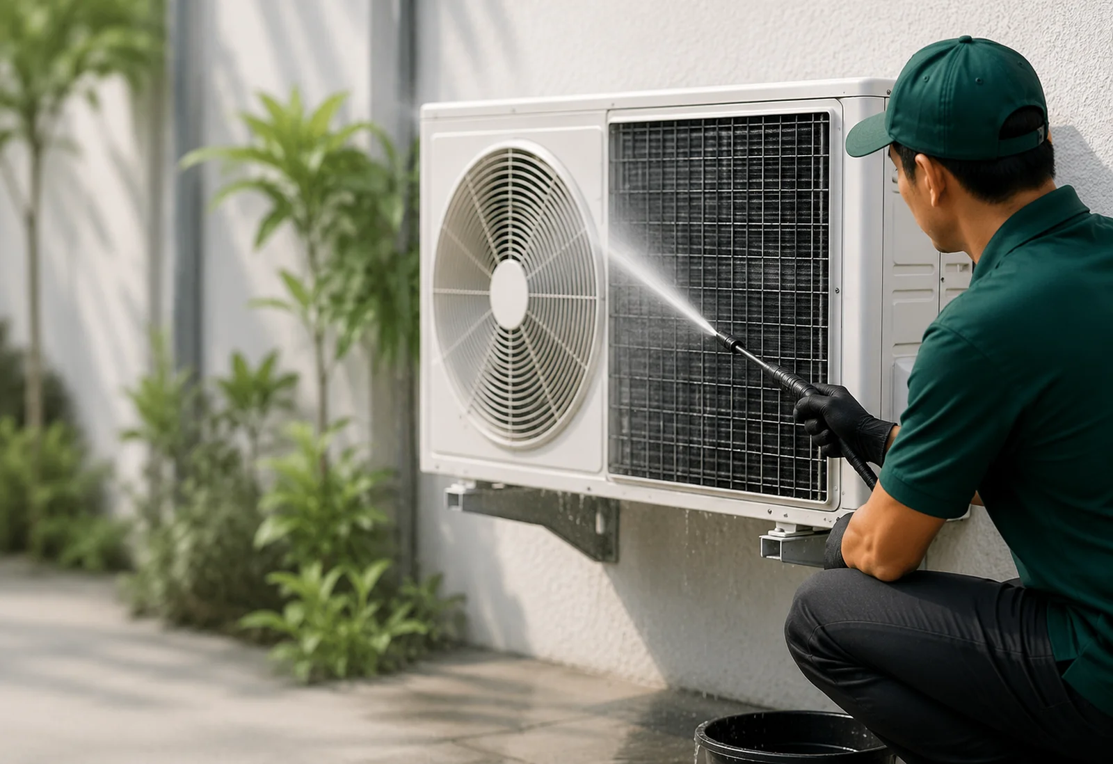 Professional aircon condenser cleaning