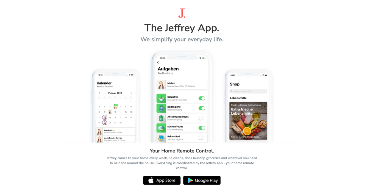 call jeffrey app interface