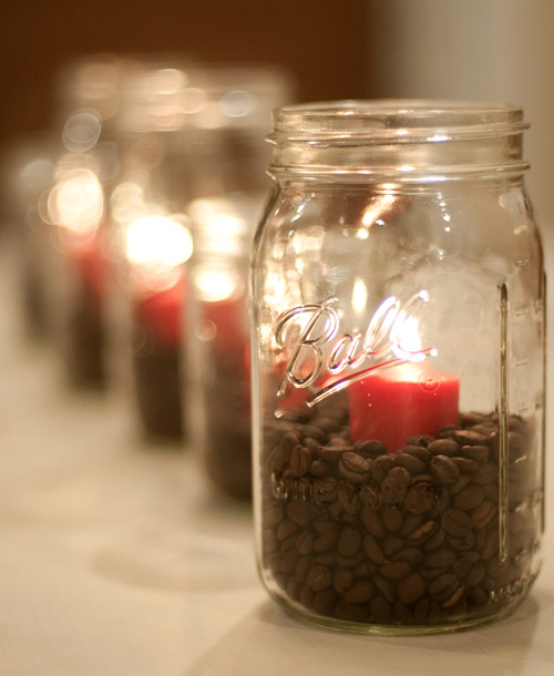 coffee beans by candlelight