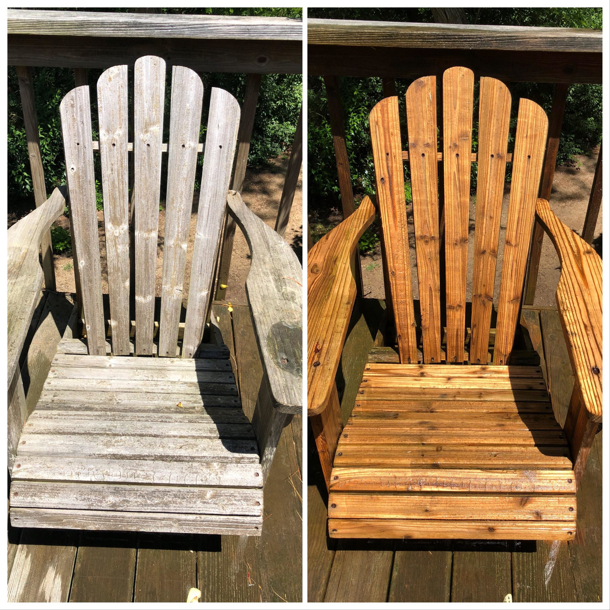 before vs after cleaning shots - old chair to new chair