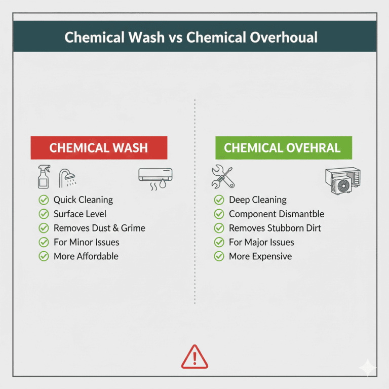 Aircon Chemical Wash VS Chemical Overhaul