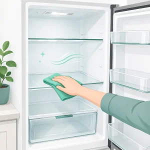 Cleaning the interior of a fridge to remove odors