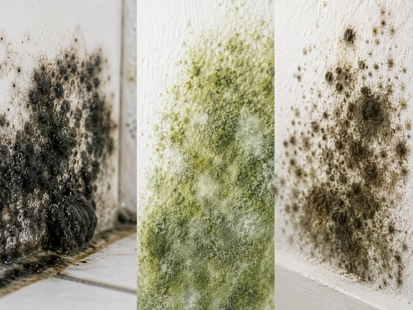 Three types of household mould: Stachybotrys, Aspergillus, Cladosporium
