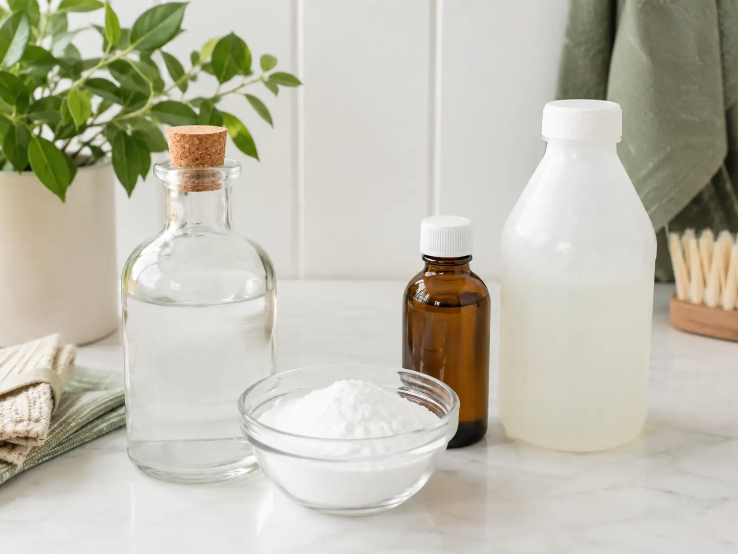 Natural pet stain removers: white vinegar, baking soda, hydrogen peroxide, and enzyme cleaner
