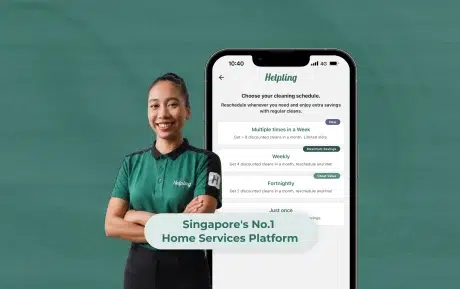 Helpling cleaning and home services app in Singapore for booking professional home cleaners