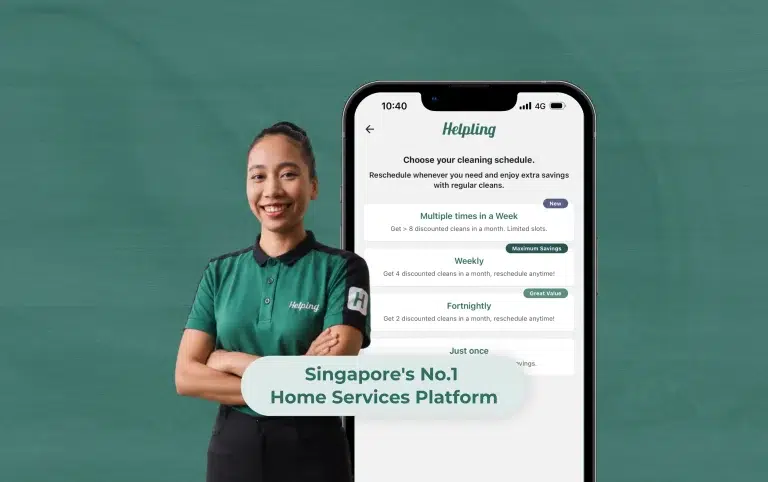 Helpling cleaning and home services app in Singapore for booking professional home cleaners