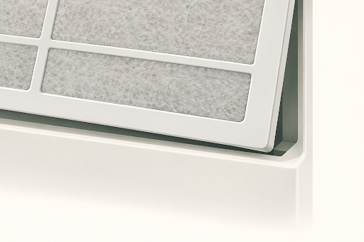 If the filter will not fit, leave the unit off and check your manual or ask for help. Illustration. 